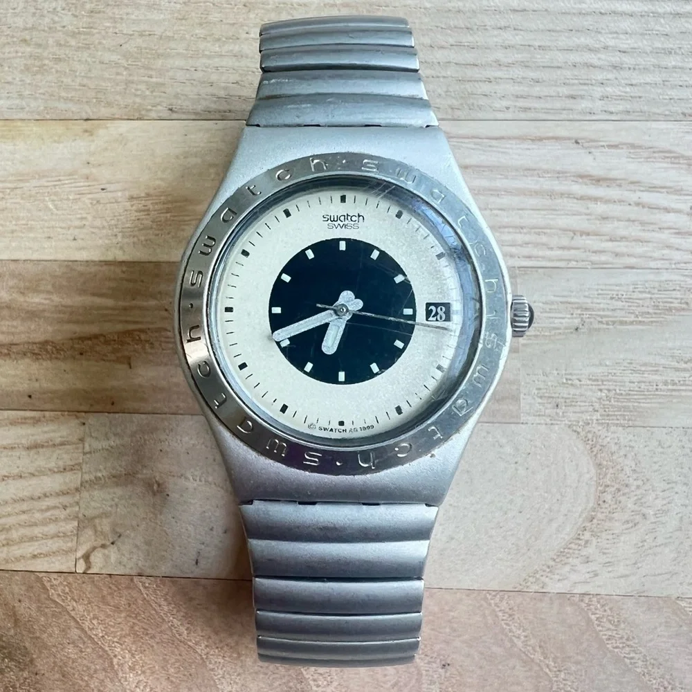 Vintage 1999 Swatch Irony Aluminum watch expansion band NEW BATTERY - Picture 3 of 11